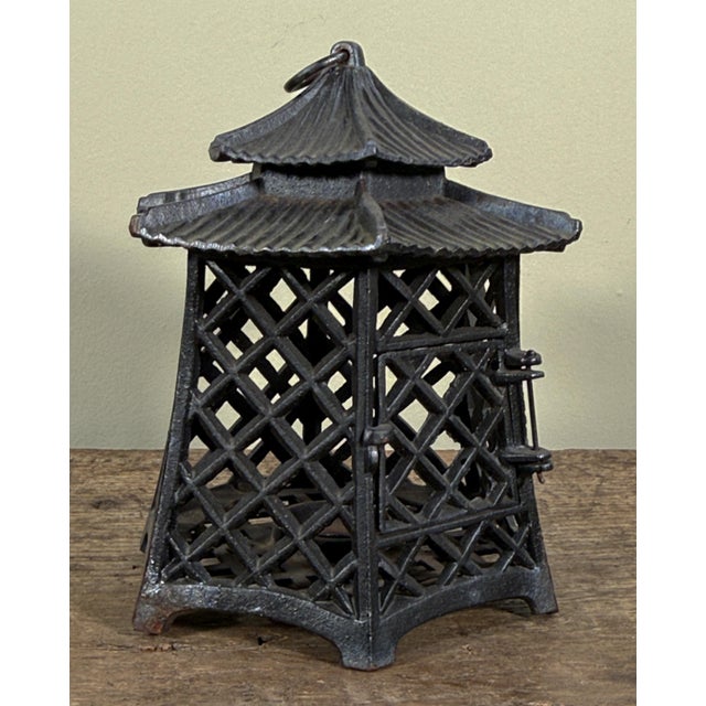 Vintage Japanese Cast Iron Pagoda Lantern With Lattice Work For Sale In Providence - Image 6 of 6