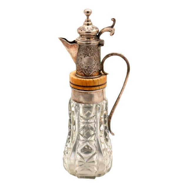 Cut Glass Jar with Silver Lid and Frame For Sale
