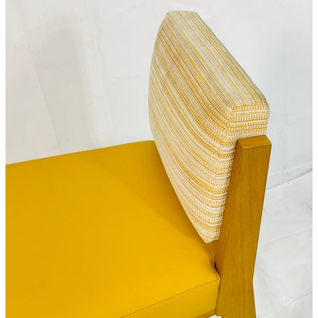 Set of 3 1980s Modern Oak Counter Stools With Leather Seats and Upholstered Backs For Sale - Image 13 of 17