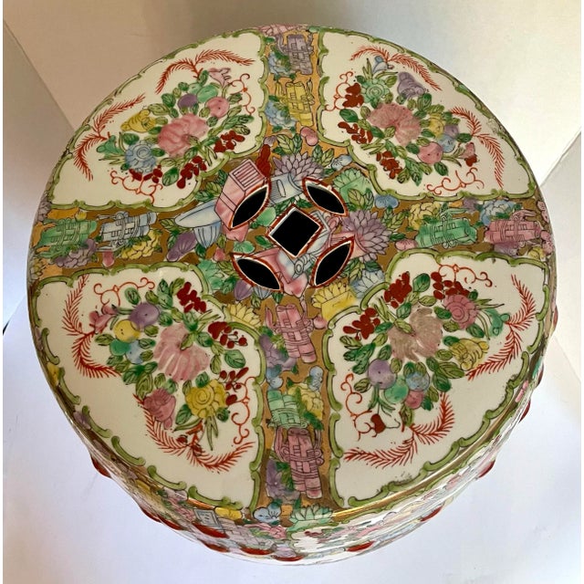 Chinese Vintage Asian Famille Rose Porcelain Garden Stool For Sale - Image 3 of 12