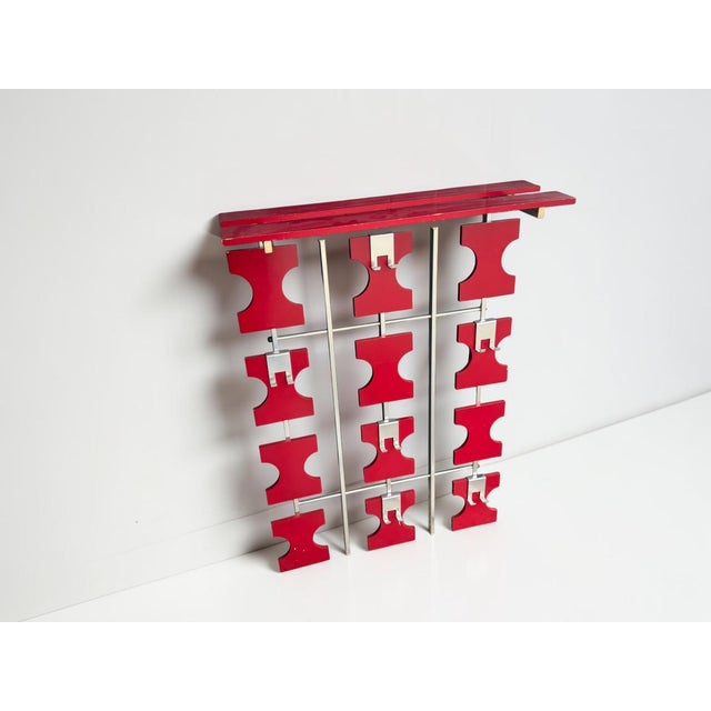 Vintage Space Age Wall Coat Rack in Red with Hat Shelf, 1960s For Sale - Image 4 of 18