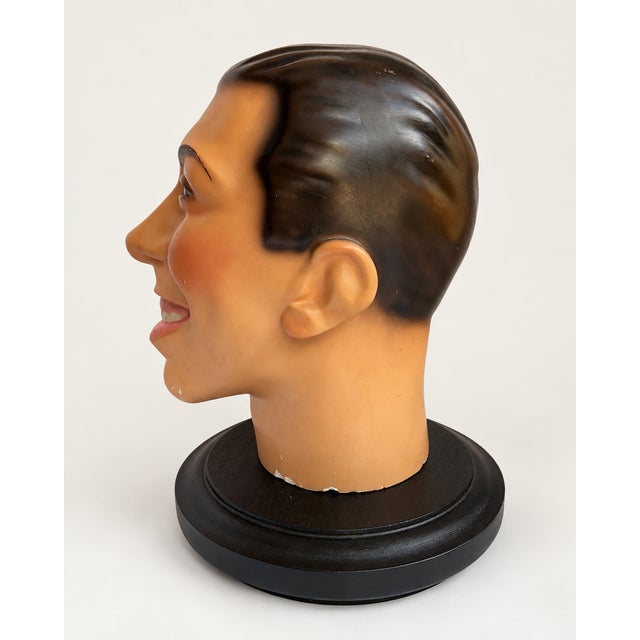 French Fernandel Sculptural Head with Glass Eyes, 1930s For Sale - Image 4 of 11