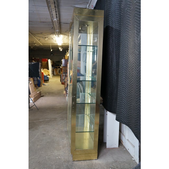 Mastercraft Vintage Hollywood Regency Brass & Glass Curio Display Cabinet Vitrine MCM 80" For Sale - Image 4 of 18