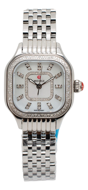 Ladies Michele by Fossil Meggie 29mm Mww33b000001 Mop Diamond Steel Quartz Watch