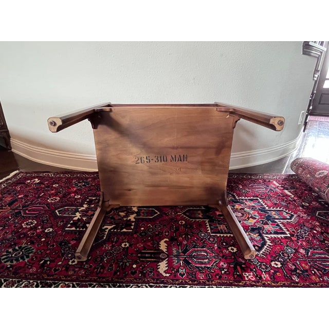 Vintage Georgian Style Two-Tier Mahogany Side Table 26” Height, Scalloped Apron Edge, Tea Table For Sale - Image 11 of 12
