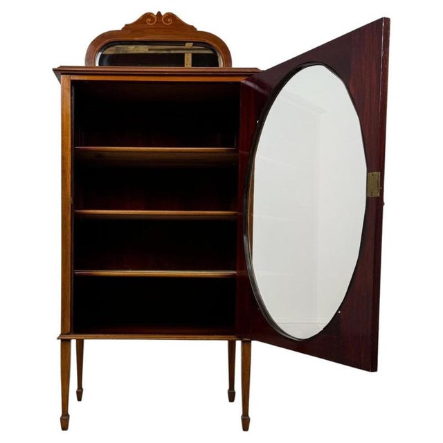Antique English Mahogany Display Cabinet with Mirror, 1900s For Sale - Image 3 of 11