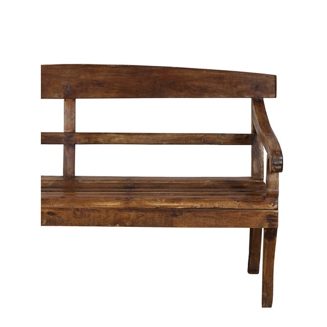 1900 - 1909 Antique Indian Teakwood Bench For Sale - Image 5 of 6