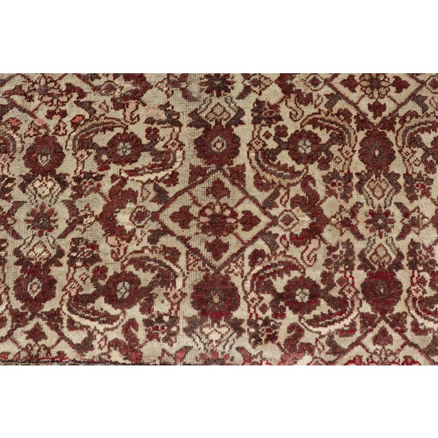 Brown Early 20th Century Antique Turkish Sivas Rug With Tan Background and Maroon, Eggplant, Brown Color For Sale - Image 8 of 13