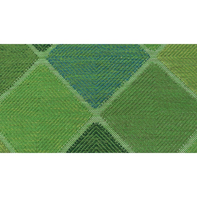 Scandinavian Flat Weave Rug by Keivan Woven Arts, Geometric Greens 4'0 X 6'2 For Sale - Image 4 of 11