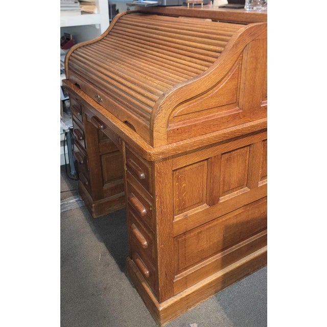 1940s Derby Furniture Roll Top Desk Boston Massachusetts For Sale - Image 4 of 6