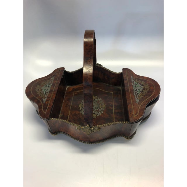 Dating Mid 1800s Amazing Napoleon III Rare Antique Burldwood Metal inlaid Basket with brass locking mechanism All body...