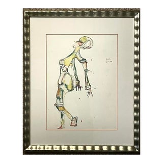 Original Martin Sumers Figurative Abstract Painting on Paper For Sale