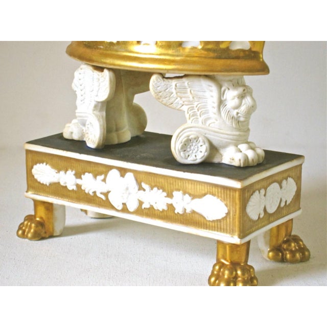 Early 19th Century Antique Early 19th Century French Empire Paris Porcelain Corbeille or Basket With Lion Paw Feet Circa 1820 For Sale - Image 5 of 14
