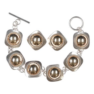 Artie Yellowhorse Navajo 14k/sterling Bracelet/earrings Set For Sale
