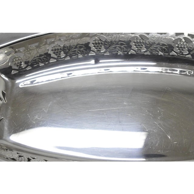 Metal Vintage Primrose Plate England Victorian Silver Plated Reticulated Trinket Dish For Sale - Image 7 of 12