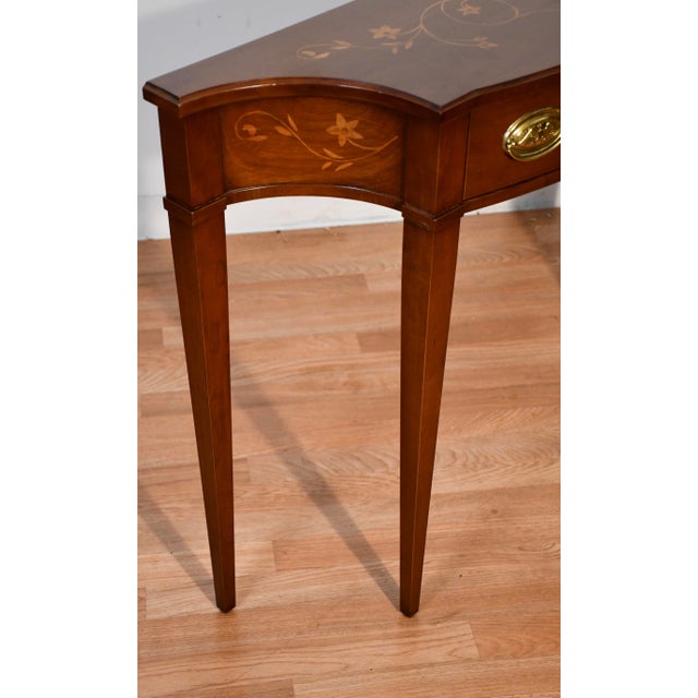 1980s Harden English Regency Style Cherry Inlaid Console Table For Sale - Image 10 of 18