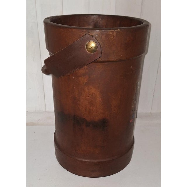 Art Deco Cowhide Leather Wastepaper Basket, 1930s For Sale - Image 4 of 5