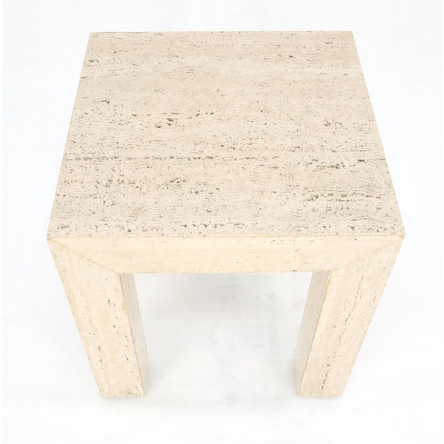 Travertine 14x14 Square Top Side End Table Stand Italian Mid Century Modern MINT