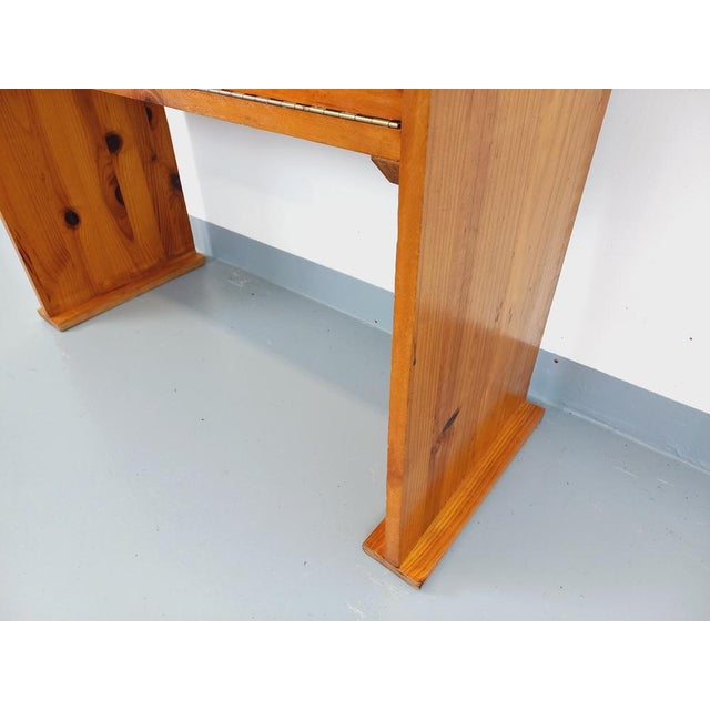 Wood Vintage Pine Desk with Toboggan Feet, 1970s For Sale - Image 7 of 15