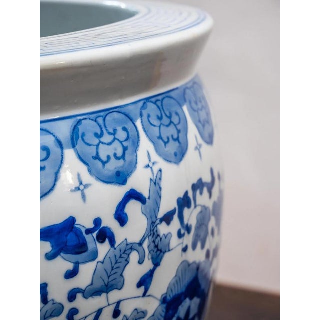 2000 - 2009 Hand-Painted Flower Pot in Porcelain For Sale - Image 5 of 9