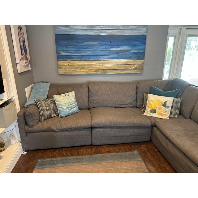 2020s Restoration Hardware Cloud Slope Arm Modular Sectional in Gray Linen For Sale - Image 5 of 11