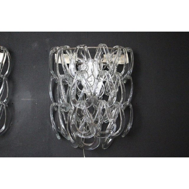 Clear Murano Glass Wall Lights by Angelo Mangiarotti for Vistosi, 1970s, Set of 2 For Sale - Image 12 of 18