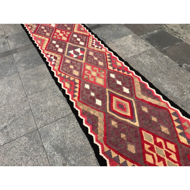 1960s 1960s Vintage Handmade Turkish Kilim Rug- 2′9″ × 11′7″ For Sale - Image 5 of 11