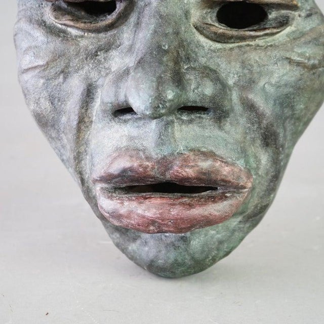 Mid Century Modern Terra Cotta Mask of a Tribal Man C1997 For Sale - Image 4 of 9