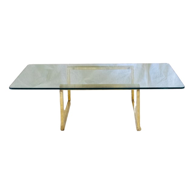 Brass and Glass Coffee Table, 1980s For Sale