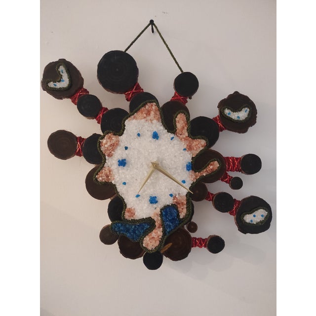 Handmade Crystal & Wood Wall Clock | Sculptural Rustic Mineral Art Clock | One of a Kind For Sale - Image 15 of 15