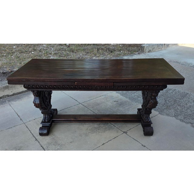 Italian Draw Leaf Refrectory Table For Sale - Image 9 of 15