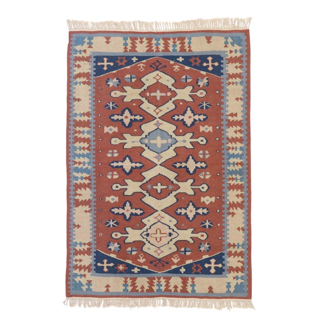 Vintage Persian Shiraz Kilim Rug - 04'03 X 06'01 For Sale