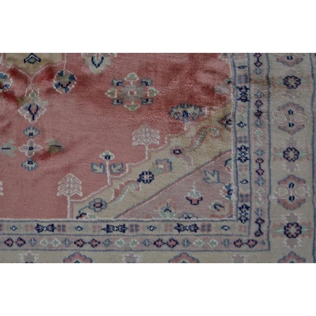 Textile Pakistani Hand-Knotted Lahore Rug in Wool and Silk For Sale - Image 7 of 10