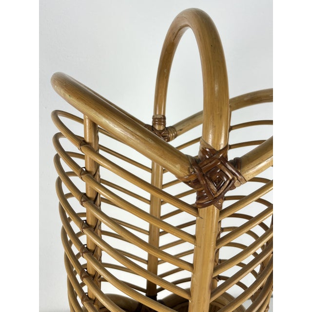 Beige Mid-Century Bamboo Umbrella Stand, Italy, 1960s For Sale - Image 8 of 10