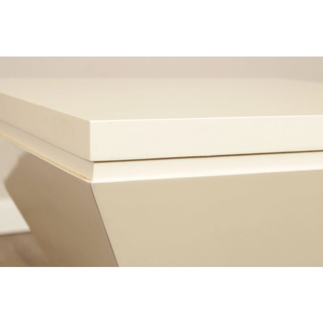 1990s Post Modern Lacquered Pedestal Stand With Travertine Sphere For Sale - Image 9 of 13