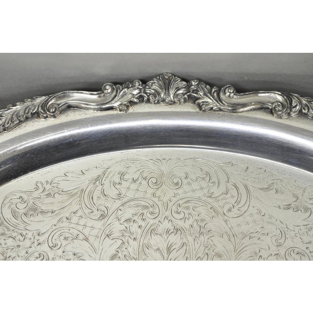 Metal Vintage English Sheridan Silver Plated Large Oval Serving Platter Bar Tray For Sale - Image 7 of 14
