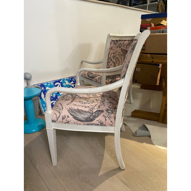 Mid 20th Century Wooden Chairs With Fabric Seats and Backs- Set of 2 For Sale - Image 4 of 10