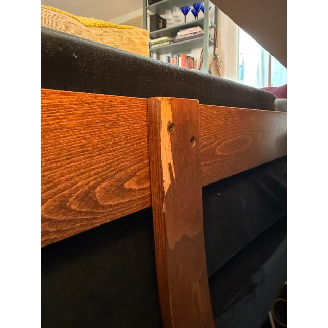 Mid-Century Modern Mid-Century Danish Modern Daybed With Bentwood Back and Navy Velvet Cushions, 1960s For Sale - Image 3 of 9