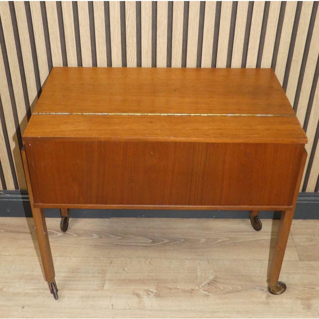 Vintage Sewing Cart in Walnut, 1960s For Sale - Image 9 of 10