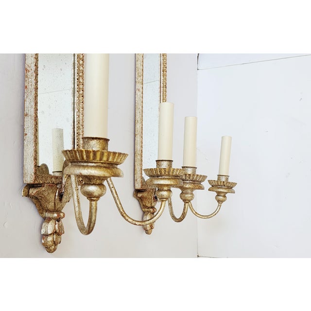 2000 - 2009 Vaughan Designs Antique Silver Mirrored Wall Sconces-a Pair For Sale - Image 5 of 16