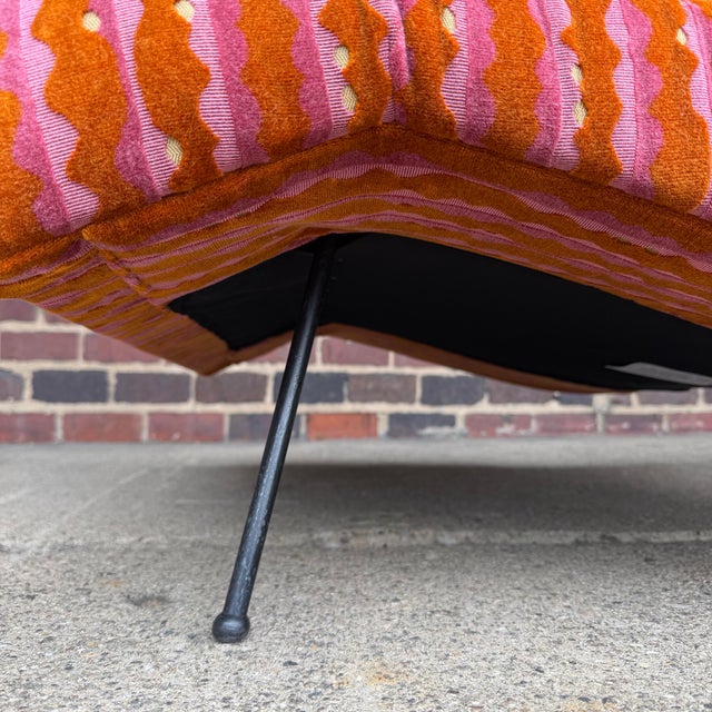 Adrian Pearsall for Craft Associates Iron Base Wave Chaise in Elitis Fabric Fully Restored For Sale - Image 11 of 12