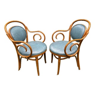 Mid-Century Thonet Style Bentwood Dining Room Armchairs - A Pair For Sale