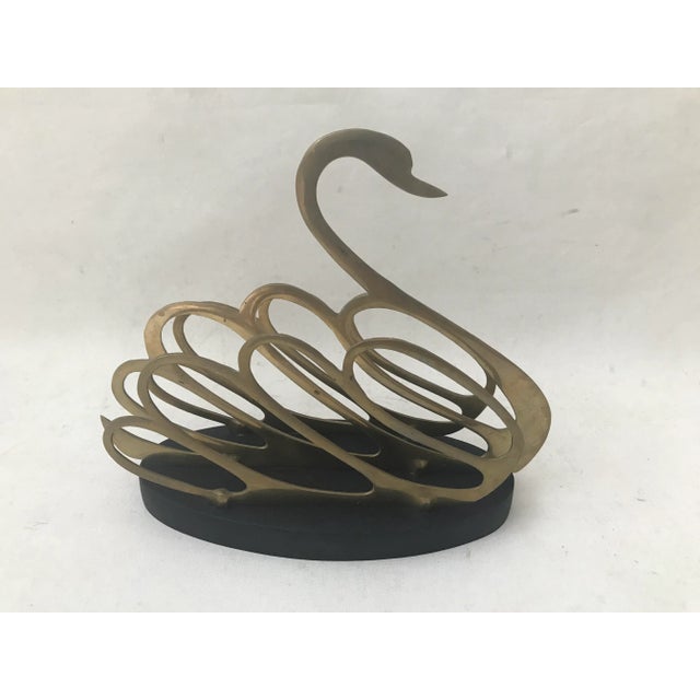 Brass Swan Letter Book Magazine Holder For Sale - Image 4 of 7