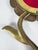 Vintage Brass Floral Hand Mirror With Red Glass Cabochons, Art Nouveau Style For Sale - Image 9 of 13