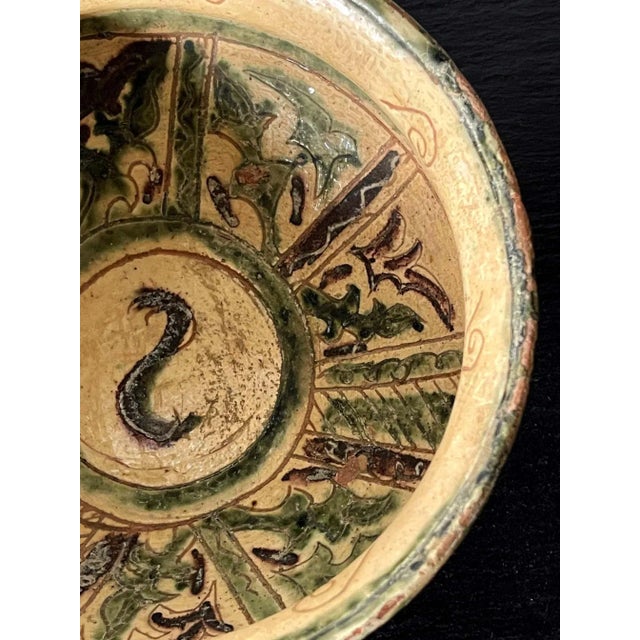 Antique Islamic Ceramic Glazed Splashed and Sgraffito Decoration Bowl For Sale - Image 4 of 13