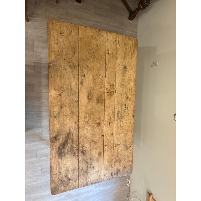 Rustic Antique Irish Pine Country Farm Work Table For Sale - Image 3 of 12