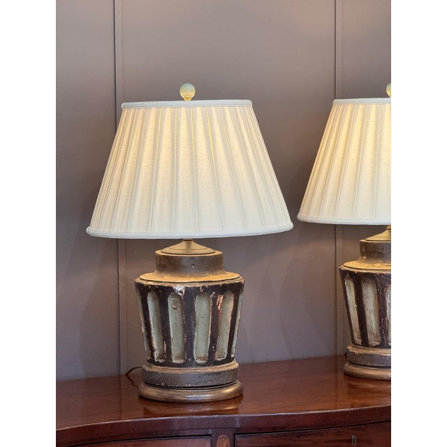 Pair of 19th Century Carved Wood Neoclassical Column Lamps For Sale - Image 13 of 13