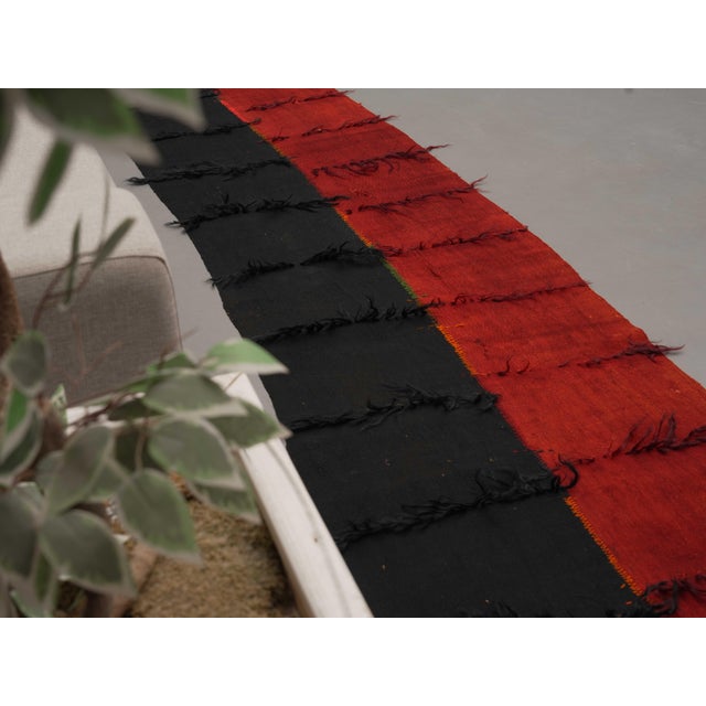 Turkish 1970s Vintage Handmade Wool Cotton Red Green Runner Rug For Sale - Image 3 of 11