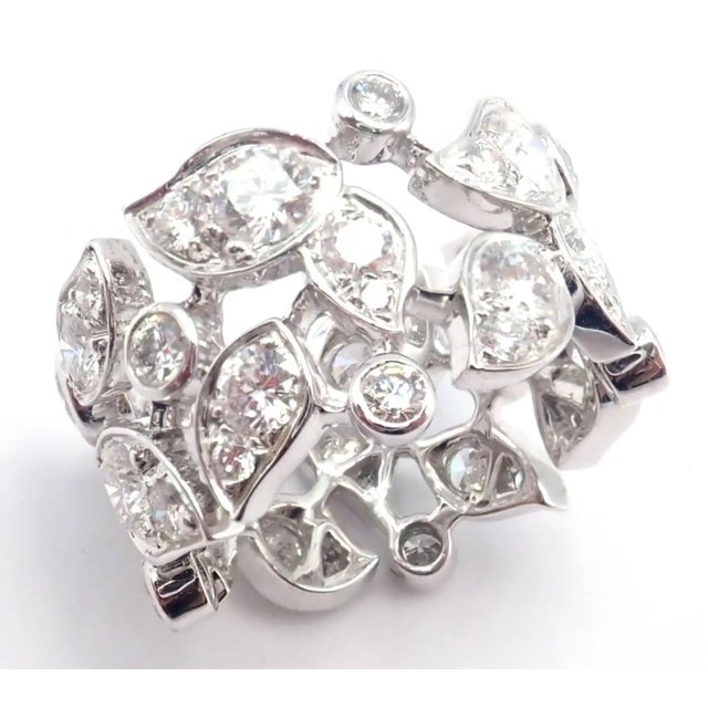 Cartier Cartier Diamond Leaf Wide White Gold Band Ring, Size 6.25 For Sale - Image 4 of 10