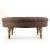 French Country Hollow Maison Tufted Round Ottoman in Aubergine For Sale - Image 3 of 3